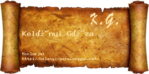 Kelényi Géza névjegykártya